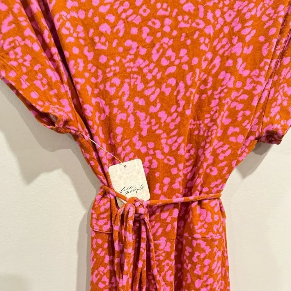 Free People Women's Marsaille Front-Cutout Tie-Waist Mini Dress Rust Combo